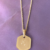 Leo Lion Peridot & Diamond Constellation Tag Pendant Necklace in 14K Yellow Gold