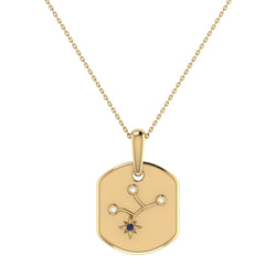 Virgo Maiden Blue Sapphire & Diamond Constellation Tag Pendant Necklace in 14K Yellow Gold Vermeil on Sterling Silver