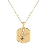 Virgo Maiden Blue Sapphire & Diamond Constellation Tag Pendant Necklace in 14K Yellow Gold
