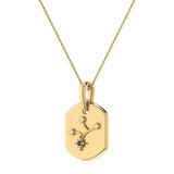 Virgo Maiden Blue Sapphire & Diamond Constellation Tag Pendant Necklace in 14K Yellow Gold