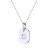 Libra Scales Pink Tourmaline & Diamond Constellation Tag Pendant Necklace in Sterling Silver