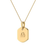 Libra Scales Pink Tourmaline & Diamond Constellation Tag Pendant Necklace in 14K Yellow Gold