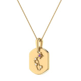 Aquarius Water-Bearer Amethyst & Diamond Constellation Tag Pendant Necklace in 14K Yellow Gold Vermeil on Sterling Silver