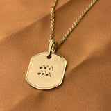 Aquarius Water-Bearer Amethyst & Diamond Constellation Tag Pendant Necklace in 14K Yellow Gold Vermeil on Sterling Silver