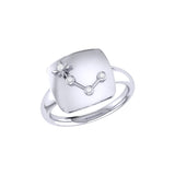Aries Ram Diamond Constellation Signet Ring in 14K White Gold