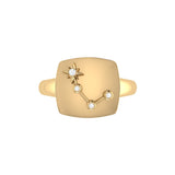 Aries Ram Diamond Constellation Signet Ring in 14K Yellow Gold