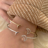 Date Night Double Crescent Adjustable Diamond Cuff in 14K Yellow Gold Vermeil on Sterling Silver