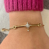 Supernova Bezel Drop Diamond Bangle in 14K Yellow Gold Vermeil on Sterling Silver