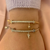 Little North Star Diamond Bar Bangle in 14K Yellow Gold
