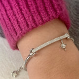 Little North Star Diamond Bar Bangle in 14K White Gold
