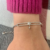 Full Moon North Star Diamond Bangle in Sterling Silver