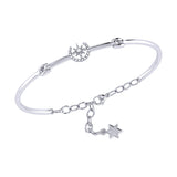North Star Crescent Diamond Bangle in 14K White Gold