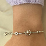 North Star Crescent Diamond Bangle in Sterling Silver