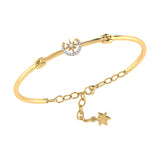 North Star Crescent Diamond Bangle in 14K Yellow Gold Vermeil on Sterling Silver