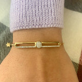 Moonlit Phases Diamond Bangle in 14K Yellow Gold Vermeil on Sterling Silver