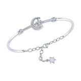 Nighttime Lovers Crescent Diamond Bangle in Sterling Silver