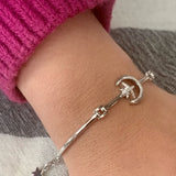 Nighttime Lovers Crescent Diamond Bangle in 14K White Gold