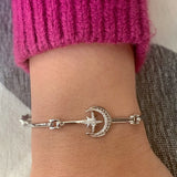 Nighttime Lovers Crescent Diamond Bangle in Sterling Silver