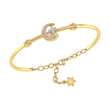 Nighttime Lovers Crescent Diamond Bangle in 14K Yellow Gold