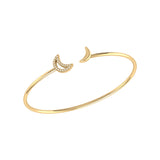 Date Night Double Crescent Adjustable Diamond Cuff in 14K Yellow Gold Vermeil on Sterling Silver