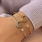 Starkissed Crescent Adjustable Diamond Cuff in 14K Yellow Gold Vermeil on Sterling Silver