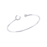 Moonlit Star Adjustable Diamond Cuff in Sterling Silver