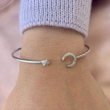Moonlit Star Adjustable Diamond Cuff in Sterling Silver