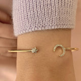 Moonlit Star Adjustable Diamond Cuff in 14K Yellow Gold Vermeil on Sterling Silver