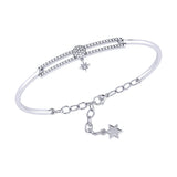 Full Moon North Star Diamond Bangle in 14K White Gold