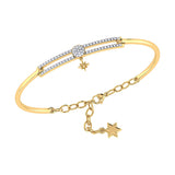 Full Moon North Star Diamond Bangle in 14K Yellow Gold