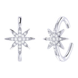 North Star Diamond Ear Cuffs in Sterling Silver