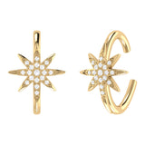 North Star Diamond Ear Cuffs in 14K Yellow Gold Vermeil on Sterling Silver