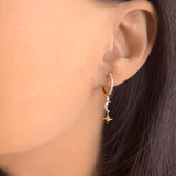 Starlit Crescent Diamond Hoop Earrings in 14K Yellow Gold Vermeil on Sterling Silver