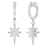 Twinkle Star Diamond Hoop Earrings in Sterling Silver