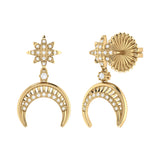 North Star Moon Crescent Diamond Earrings in 14K Yellow Gold Vermeil on Sterling Silver
