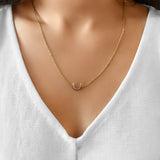 Midnight Crescent Layered Diamond Necklace in 14K Yellow Gold