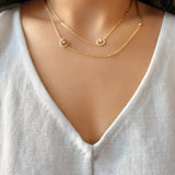 North Star Crescent Layered Diamond Necklace in 14K Yellow Gold Vermeil on Sterling Silver