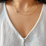 North Star Crescent Layered Diamond Necklace in 14K Yellow Gold
