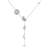Moon Stages Diamond Y Necklace in 14K White Gold