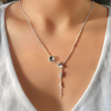Moon Stages Diamond Y Necklace in 14K White Gold