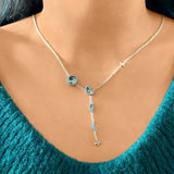 Moon Stages Diamond Y Necklace in 14K White Gold