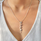 Moon Phases Diamond Necklace in 14K White Gold