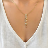 Moon Phases Diamond Necklace in 14K Yellow Gold
