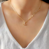 Starry Lane Moon Diamond Necklace in 14K Yellow Gold Vermeil on Sterling Silver