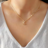 Starry Lane Moon Diamond Necklace in 14K Yellow Gold