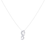 Twin Nights Crescent Diamond Necklace in 14K White Gold