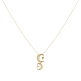 Twin Nights Crescent Diamond Necklace in 14K Yellow Gold Vermeil on Sterling Silver
