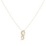 Twin Nights Crescent Diamond Necklace in 14K Yellow Gold