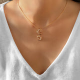 Twin Nights Crescent Diamond Necklace in 14K Yellow Gold Vermeil on Sterling Silver