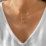 Twin Nights Crescent Diamond Necklace in 14K Yellow Gold